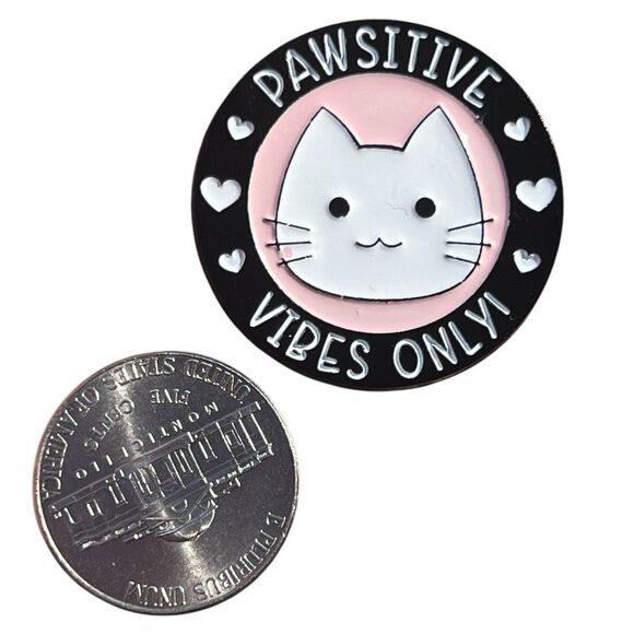 Pawsitive Vibes Only Cat Lover Positive Vibes Enamel Pin - Picture 4 of 8